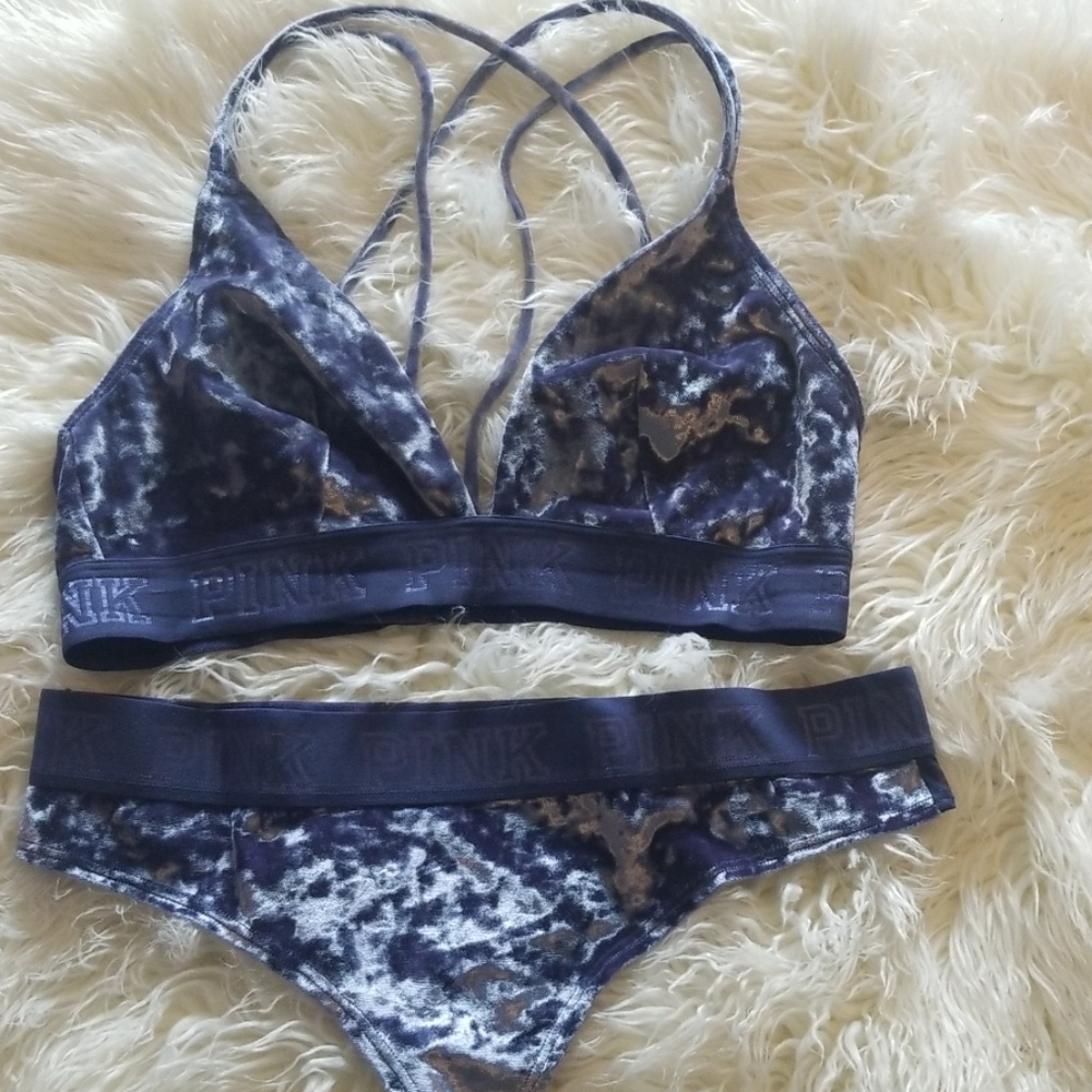 VS Crushed Velvet Bra and Thong